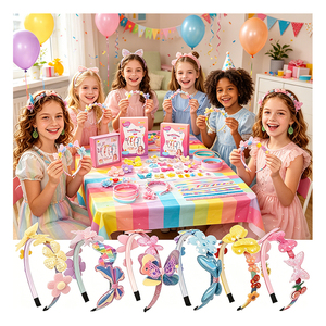 Custom Headband Art Set Kids Unicorn Butterfly Pom Flowers Stickers Handmade Beauty Birthday Gift Package Favor <b>Bundle</b> - Product Image 2