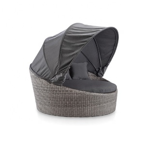 تصميم متسكع الشمس ، سرير ترفيهي مستدير للأماكن الخارجية مع مظلة - Product Image 3