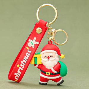 Cartoon 3D Anime Style Christmas Keychain Cute Kawaii Santa Snowman <b>Tree</b> Deer Pendant Charm Crystal Material for Girls Bag Gift - Product Image 6