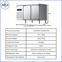 Kulkas Freezer Komersial di Bawah Meja Kerja, Peralatan Pendingin Dapur Stainless Steel untuk Restoran