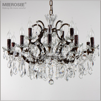 MEEROSEE-Lustre vintage en cristal, luminaire rétro rustique, lampe suspendue, pour la maison, salon, JD001