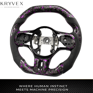 Volante Kryvex para Mitsubishi Lancer Evolution Final Edition X FQ-400 con Pantalla LED de RPM, en Fibra de Carbono y Cuero - Product Image 3