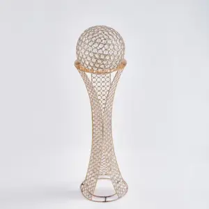 Gold crystal trophy centerpiece wedding table Crystal ball with stand for wedding