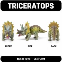 Figurine de dinosaure Triceratops réaliste en PVC écologique marron-vert 14x4x7,5 cm, modèle pédagogique, décoration de bureau pour enfants