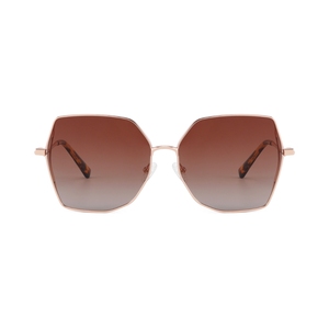 Gafas de Sol Geométricas Unisex, Montura Dorada Rosa, Lentes Degradados Marrones, 100% Protección UV, Moda Casual para Adultos - Product Image 1