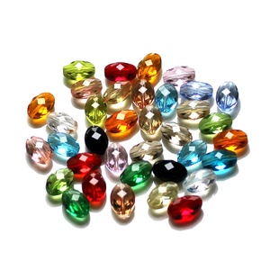 50 perles ovales en verre synthétique <span class=keywords><strong>de</strong></span> couleur naturelle pour la fabrication <span class=keywords><strong>de</strong></span> boucles d'oreilles, bracelets, colliers et accessoires vestimentaires - Product Image 1