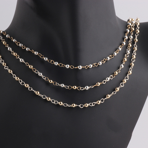 Cadena de Oro Laminado de 14K de 3mm Hecha a Mano con Cuentas de Tres Tonos y Cuentas de Plata S925 <span class=keywords><strong>para</strong></span> Fabricación de Joyas, <span class=keywords><strong>Collares</strong></span> y Pulseras - Product Image 5
