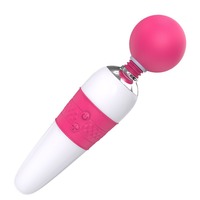 Damen-Masturbator „Second Tide“ mit großem Kopf und starkem Vibrationsgefühl – AV-Massagestab in Rosarot/Schwarz/Lila aus Latex mit 7 Vibrationsstufen
