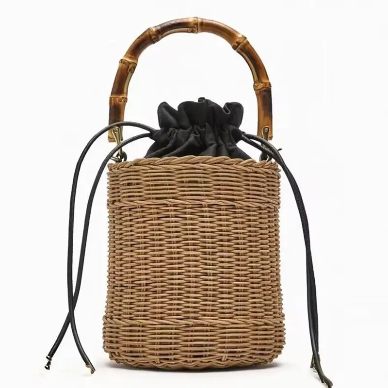 großhandel Bestseller natürliche Rattan-Handtasche gewebte hochwertige Taschen Sommer Strand Strohbeutel