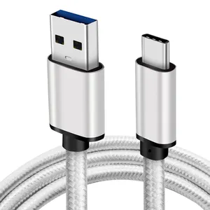 Kabel Data dengan Jalinan Nilon USB 3.0 Ke Kabel Tipe C 3A Pengisian Cepat untuk Ponsel Android Charger Tipe C Kabel Pengisian Cepat