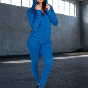 Conjunto Deportivo para Mujer con Capucha, Diseño Personalizado, Felpa de Algodón, Logotipo Reflectante, Azul Rey, Ropa de Estar por Casa, para Correr y Gimnasio - Product Image 2