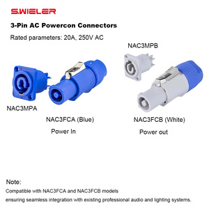 Connecteur Powercon 3 broches pour éclairage de scène DMX, 20A/250V, fiches mâles pour <span class=keywords><strong>haut</strong></span>-parleurs, compatible avec les connecteurs Neutrik NAC3FCA, NAC3FCB, NAC3MA - Product Image 5