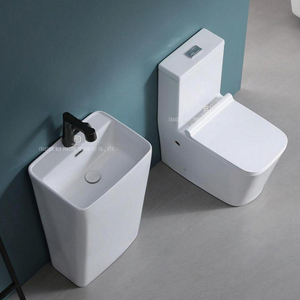 Appareil sanitaire moderne Toilette au sol Toilette de salle de bain et évier sur piédestal Ensemble céramique à lavage une pièce <span class=keywords><strong>WC</strong></span> Ensemble toilette - Product Image 2