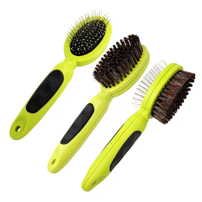 Best Selling Cheap Price Plastic Double Sided Pet Bristle Brush Dog Grooming Pin Brush