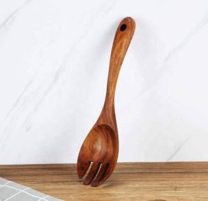 Salad Mixing Dinner Fork and <b>Spoon</b> Long Handle Salad Servers Set ,Acacia Wood <b>Serving</b> <b>Spoons</b> Set - Product Image 3