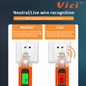 ไฟฉาย LED แสดงสัญญาณ LCD vicimeter ไฟฉายสัญญาณเตือนเครื่องตรวจจับแรงดันไฟฟ้ากระแสสลับปากกา12V-1000V <span class=keywords><strong>Live</strong></span>/Neutral line <span class=keywords><strong>Tester</strong></span> - Product Image 4