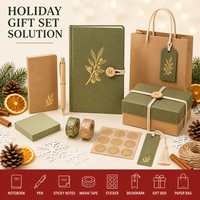 Carnet personnalisé de Noël avec couverture en pulpe moulée A5 motif brindilles d'olivier dorées, 80 feuilles, cadeau d'entreprise