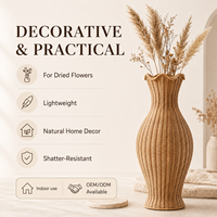 Panier à fleurs en rotin naturel fait main en gros pour décoration de mariage bohème, bac de rangement en osier tressé pour garde-manger, certifié FSC