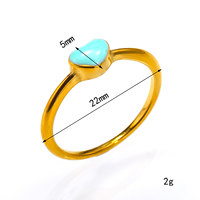 Bague en acier inoxydable plaqué or avec incrustation de turquoise en forme de cœur délicat, bijou minimaliste pour femme, à porter au quotidien