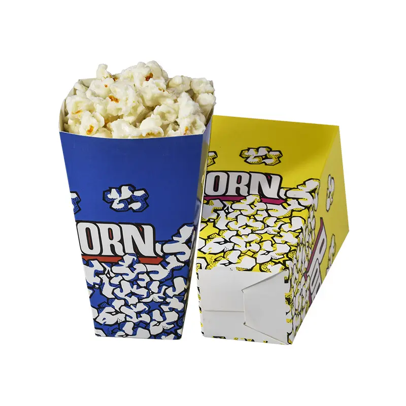Mini cajas de embalaje de alimentos para palomitas de maíz, impresión personalizada, papel Kraft, fondo cuadrado, caja de Maíz Pop
