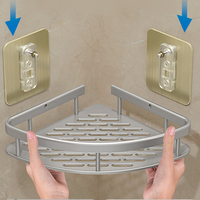 Étagère d'angle murale triangulaire moderne pour salle de bain, sans perçage, en aluminium spatial, étanche, pour hôtels