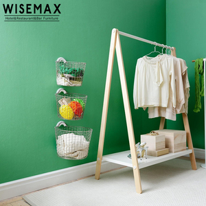 WISEMAX MUEBLES Nordic Madera Maciza Metal Extraíble Hogar Tendedero Cambiador <span class=keywords><strong>Perchero</strong></span> con Zapatero Estante Gabinete - Product Image 6