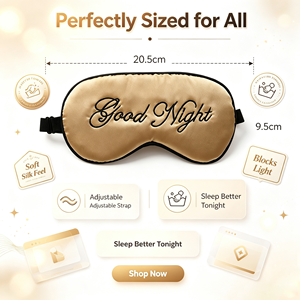 Antifaz de Seda Suave Bordado para Dormir, Bloqueador de Luz, Ideal para Viajes, Siestas y Regalos, Venta al por Mayor - Product Image 4