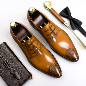 Chaussures habillées en cuir véritable pour hommes, élégantes et classiques, antidérapantes et respirantes, chaussures décontractées pour hommes. - Product Image 1