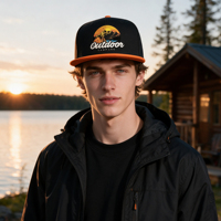 Gorra Snapback Casual con Bordado Personalizado de Dos Tonos, Diseño Gráfico de Paisaje Montañoso para Exteriores