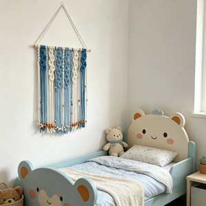 Tapiz de Pared de Macramé con Borlas de Cuerda de Algodón Hecho a Mano para Decoración de Fondo de Aula o Casa - Product Image 4