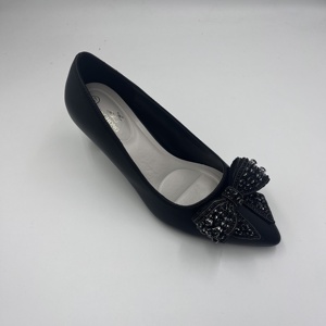 Scarpe da <span class=keywords><strong>Donna</strong></span> Convertibili con Tacco Alto, Punta Affusolata, Slip-On in PU con Strass e Fiocco, Tacco Basso, per Feste ed Eventi, Vendita all'Ingrosso - Product Image 2