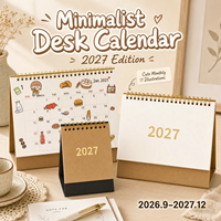 Nouveau Calendrier de Bureau Minimaliste 2027 en Papier Kraft, Ornement Créatif de Bureau, Carnet de Suivi de l'Autodiscipline, Calendrier Annuel pour le Travail de Bureau