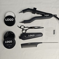 Outils pour extensions de cheveux avec logo personnalisé, pinces en fer, accessoires, kits, brosse à poils de sanglier, peigne pour extensions de cheveux
