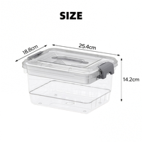 Boîte de rangement en plastique transparent avec poignée, boîte de rangement à deux niveaux pour articles ménagers, médicaments, outils, cosmétiques