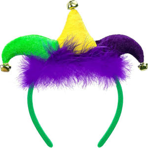 Chapeau de <span class=keywords><strong>Clown</strong></span> Bouffon du Mardi Gras Vert et Or, Accessoire de Cosplay pour Masquerade, Cadeau de Fête pour Halloween et Remise de Diplôme - Product Image 2