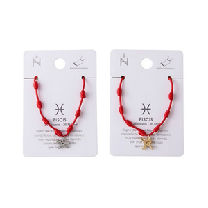 Cavigliera Sette Stelle Pesci con Cordino Rosso in Acciaio Inossidabile, Gioiello Zodiacale Fatto a Mano - Product Image 2