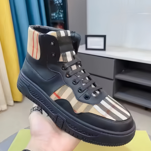 Chaussures plates décontractées de luxe pour hommes, style créateur, classiques à carreaux, chaussures montantes en toile pour hommes et femmes, style marche - Product Image 2