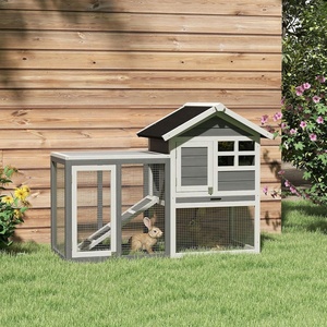 Wooden Rabbit Hutch Indoor Outdoor Waterproof Roof Fun Run Removable Tray Ramp Lockable Multi-Level - Product Image 2