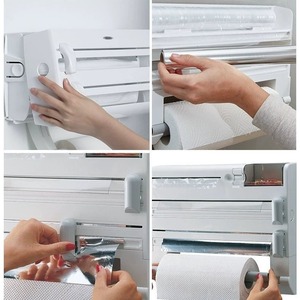 MIXWARES Kitchen Wall Mount Storage Rack Box <strong>Cling</strong> <strong>Film</strong> Aluminum <strong>Foil</strong> <strong>Dispenser</strong> With Slide Cutter Paper Roll Wrap Organizer - Product Image 2