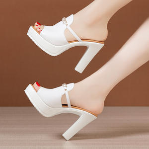 אלגנטי דגים עבה הפה slipper הקיץ העליון פלטפורמה מחודד בלוק עקבים גבוהים באיכות גבוהה <span class=keywords><strong>rhinestone</strong></span> sandals wedge sandals - Product Image 4