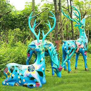Escultura de Ciervo Sika de Fibra de Vidrio Libit, Pintada, Decoración para Jardín Exterior - Product Image 4