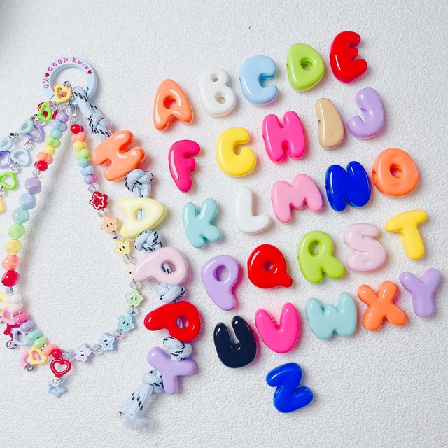 Large Hole Letter Cartoon Acrylic Beads DIY Jewelry Making Mobile Phone Chain Umbrella Rope Keychain