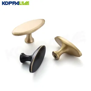 Kopp alive gebürstetem Messing Küchen schrank Griffe Knöpfe Hersteller schwarz golden oval Kupfer Schrank Knöpfe für Möbel Schublade