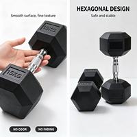 Haltère hexagonal de qualité commerciale, noyau en acier inoxydable massif, 60 kg, poids réglable, entraînement des bras et du corps