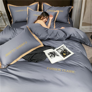 Sang trọng 5 sao khách sạn Khăn trải giường thêu <span class=keywords><strong>100</strong></span>% <span class=keywords><strong>cotton</strong></span> tấm ga trải giường bộ đồ giường đặt - Product Image 2