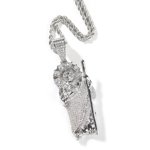 Gioielli Hip Hop, Ciondolo San Giuda Taddeo in Ottone Placcato Oro con Diamanti Simulati, Solo Ciondolo - Product Image 2