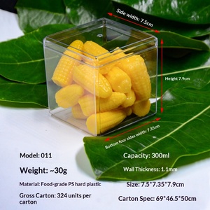 Caja de plástico PS cuadrada transparente con tapa de hebilla interior, 300 ml, apta para alimentos, para envasado de confitería y alimentos secos - Product Image 5