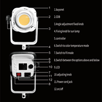 Flash de studio métallique 500W avec température de couleur réglable et contrôle par câble AC pour la photographie professionnelle