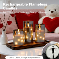 Lampe à bougie LED rechargeable par USB, télécommande, couleur de flamme ambre, décorations de Noël, bougies, ensembles de cadeaux de mariage