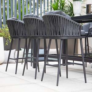 Waterproof Rope Woven Patio <strong>Bar</strong> <strong>Stools</strong> <strong>Garden</strong> <strong>Table</strong> <strong>and</strong> Chairs Hotel Furniture Outdoor Dining Set - Product Image 3